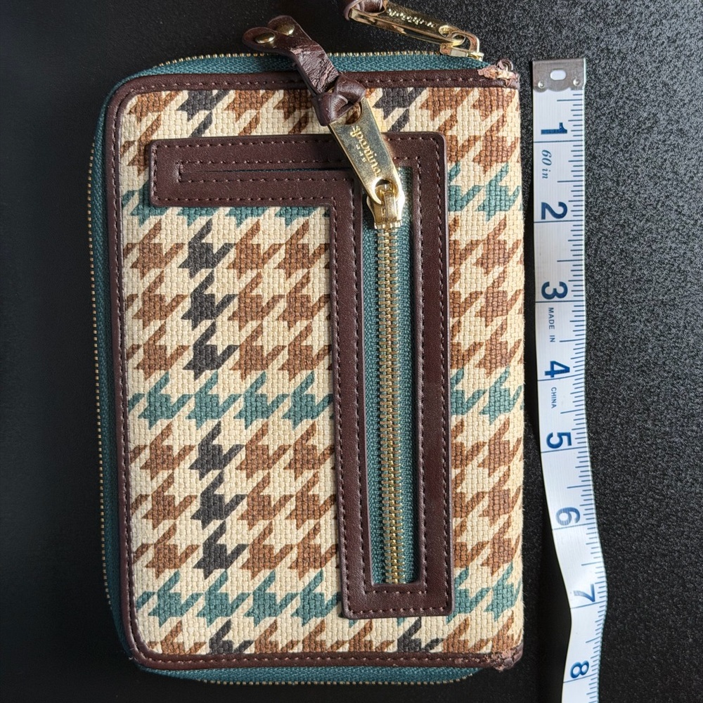 Spartina 449 Houndstooth Key Holder - Brown and Teal Wallet